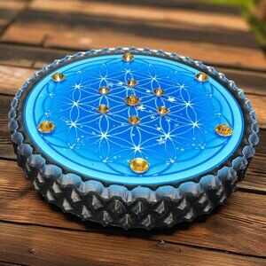 Starry Nights Crystal Flower of Life Orgonite Grid